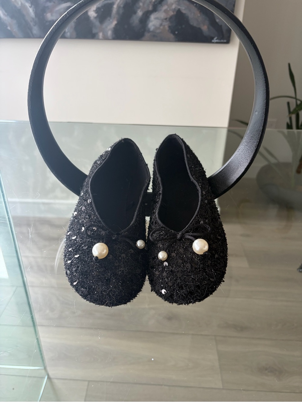 Zara Black Pearl-Accent Girl’s Ballet Flats